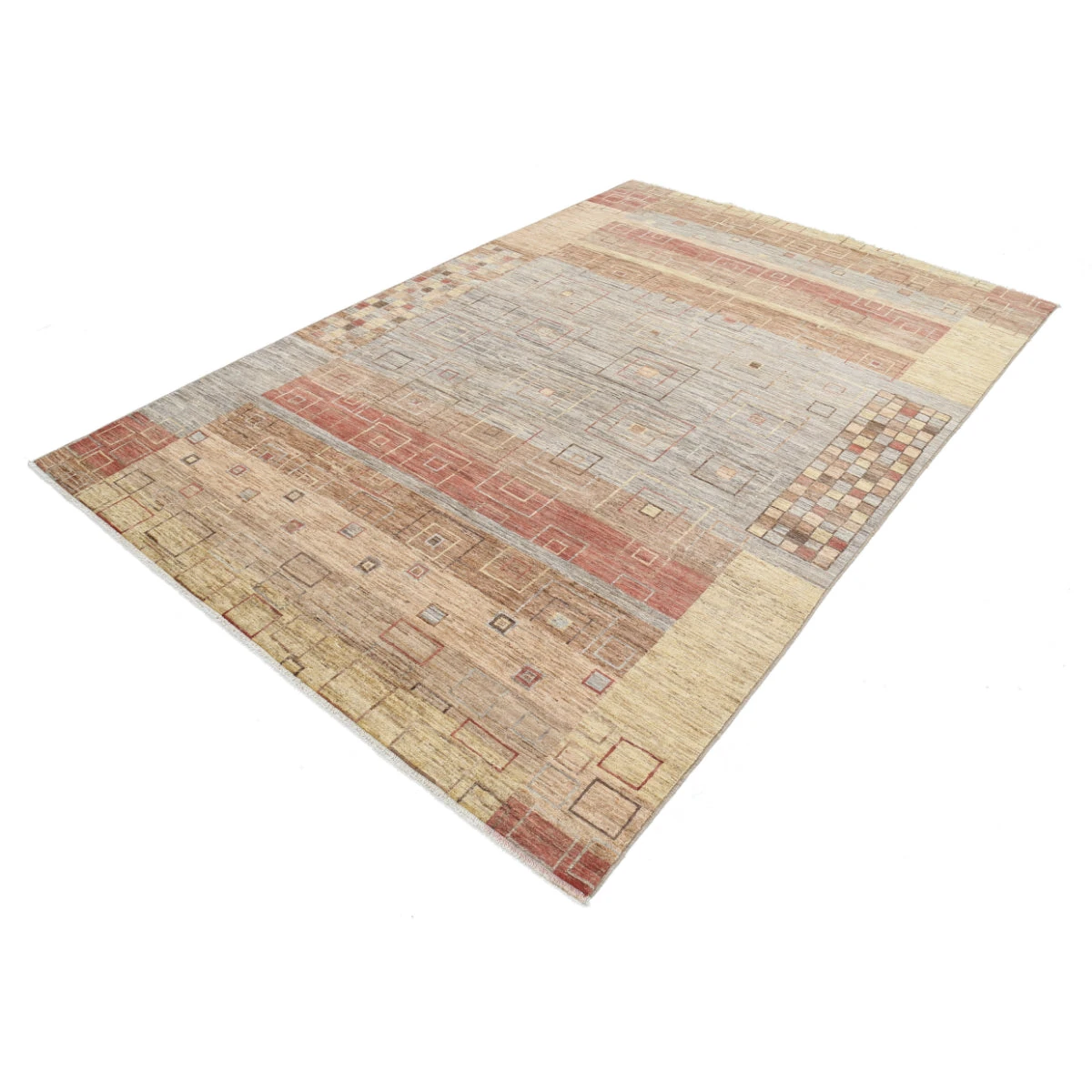 Modcar 7x10 Handmade Double Knotted Washable Wool Rug - Colorful