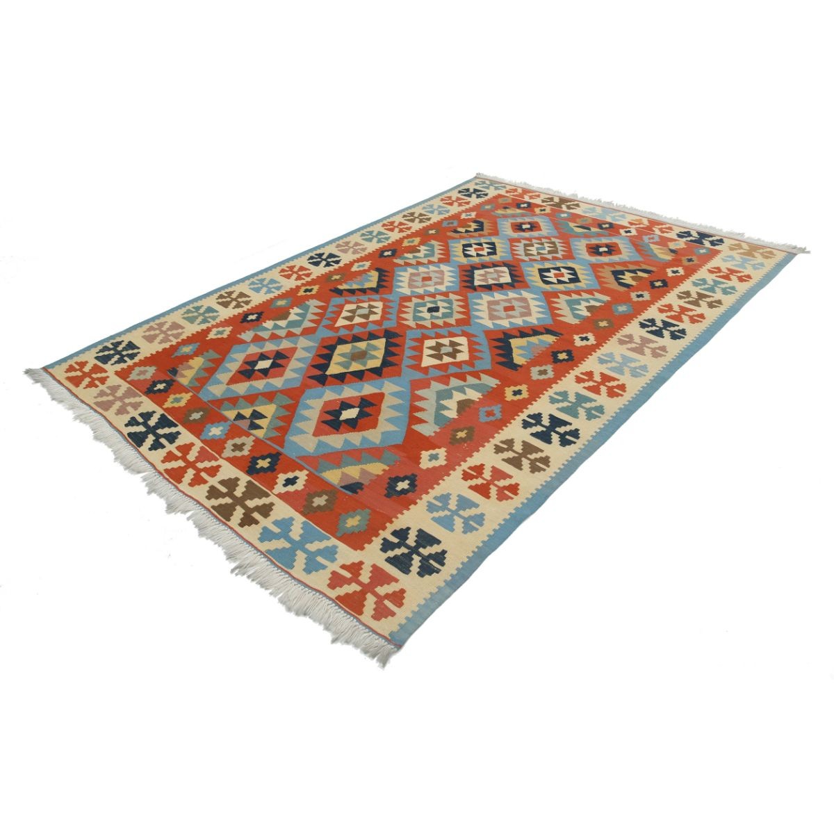 Kafkaas 6x8 Hand Woven Washable Wool Rug - Colorful