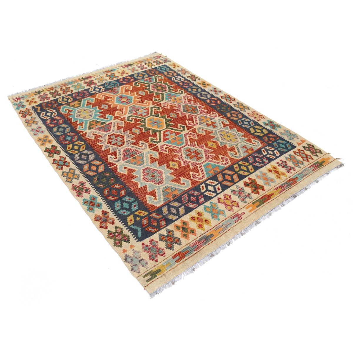 Maimana 5x7 Hand Woven Washable Wool Rug - Colorful