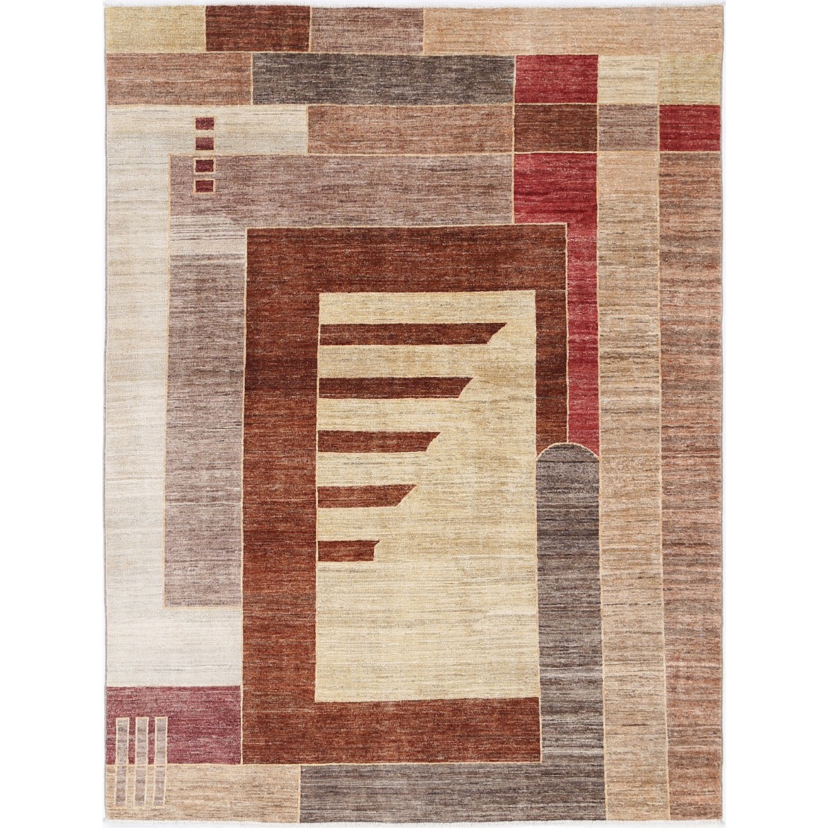 Modcar 6x8 Handmade Double Knotted Washable Wool Rug - Colorful