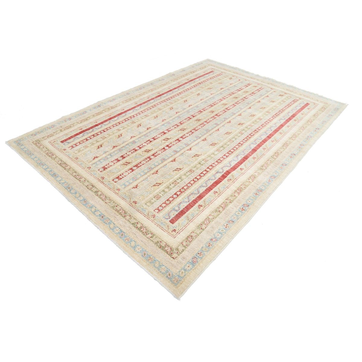 Shaal 7x10 Handmade Double Knotted Washable Wool Rug - Colorful