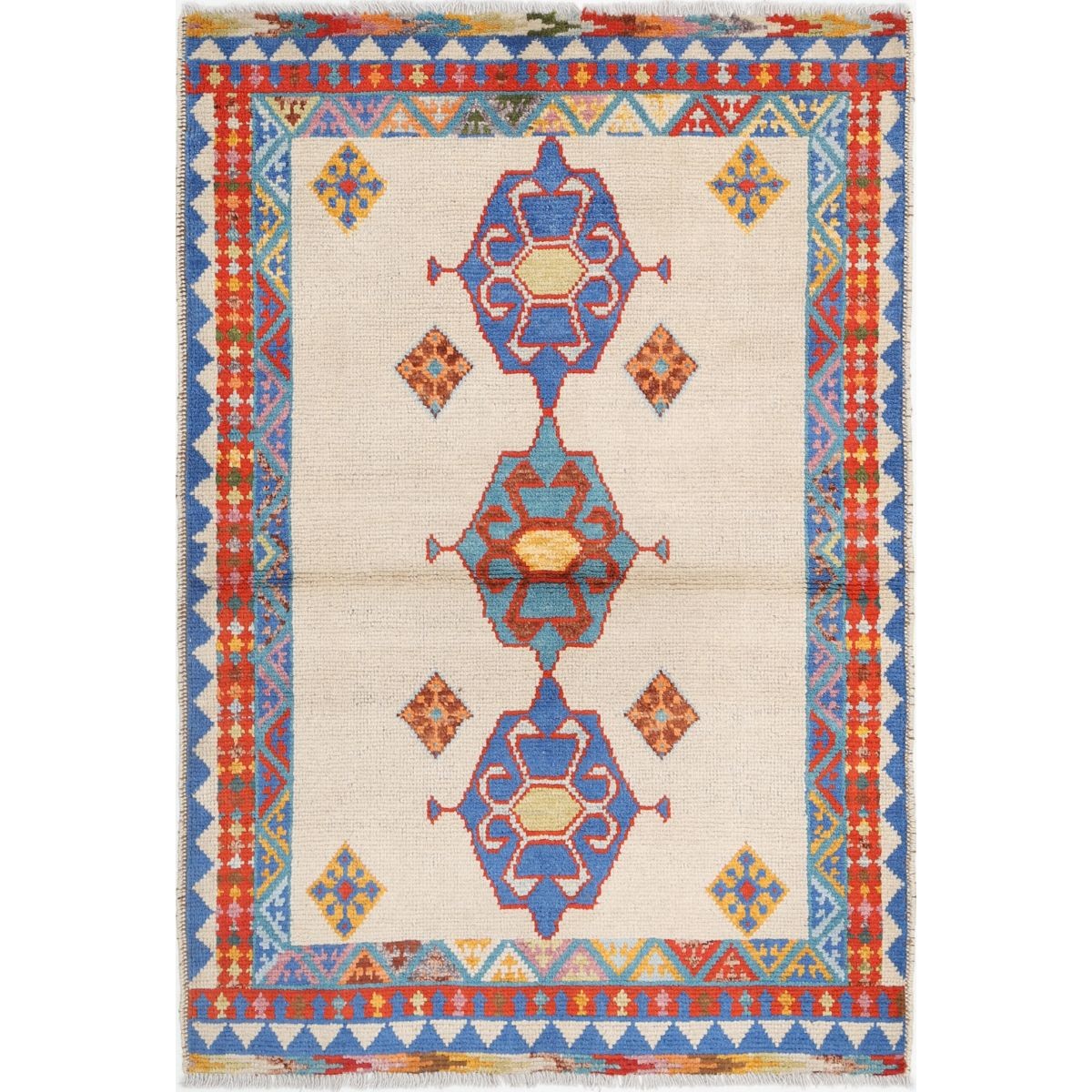 Revival 3x5 Handmade Double Knotted Washable Wool Rug - Colorful