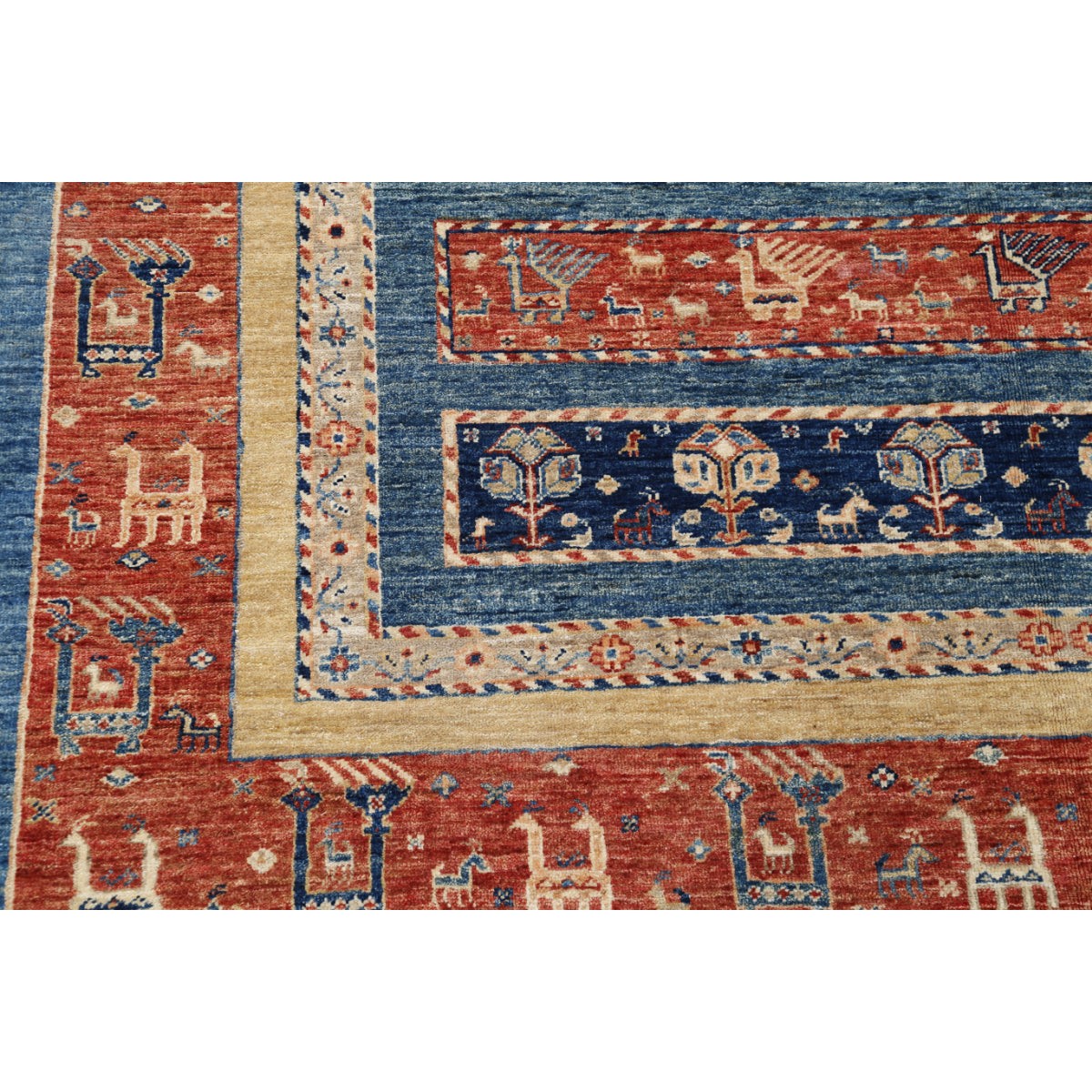 Khurjeen 7x10 Handmade Double Knotted Washable Wool Rug - Colorful
