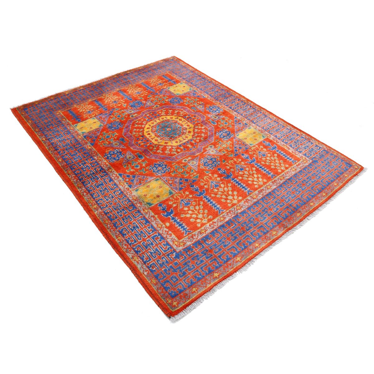 Revival 5x6 Handmade Double Knotted Washable Wool Rug - Colorful