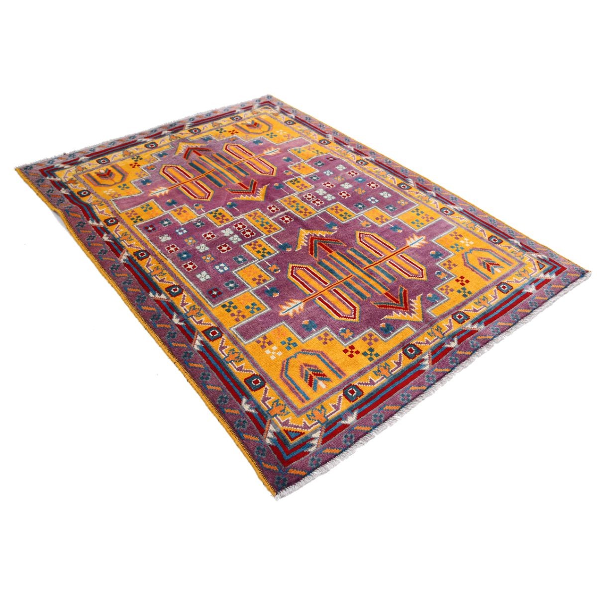 Revival 5x7 Handmade Double Knotted Washable Wool Rug - Colorful