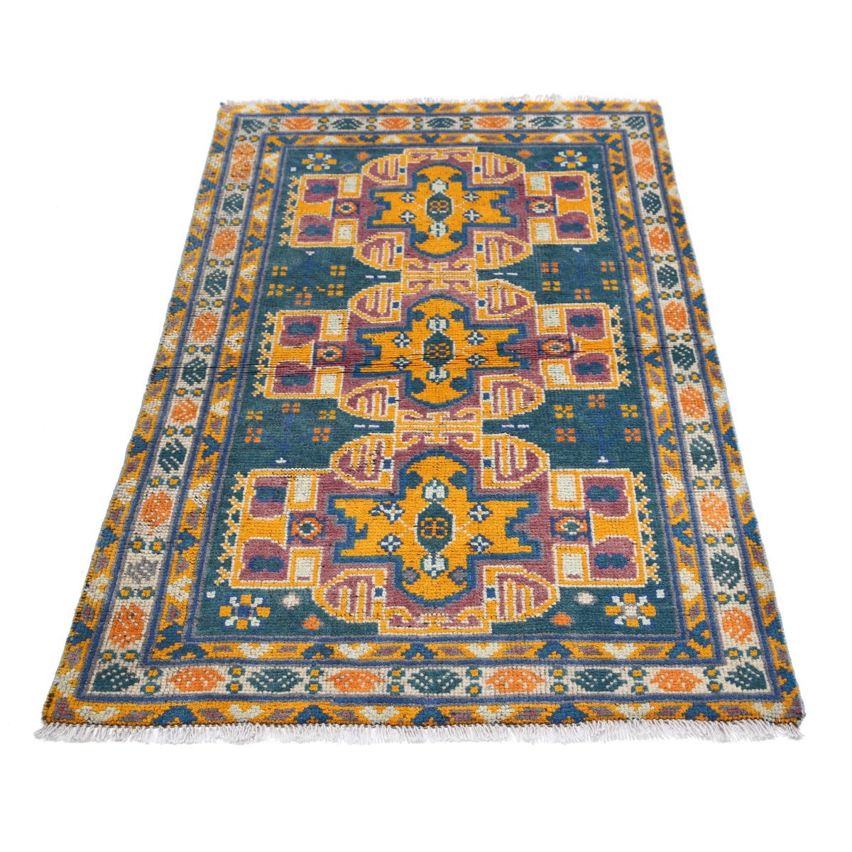 Revival 3x5 Handmade Double Knotted Washable Wool Rug - Colorful