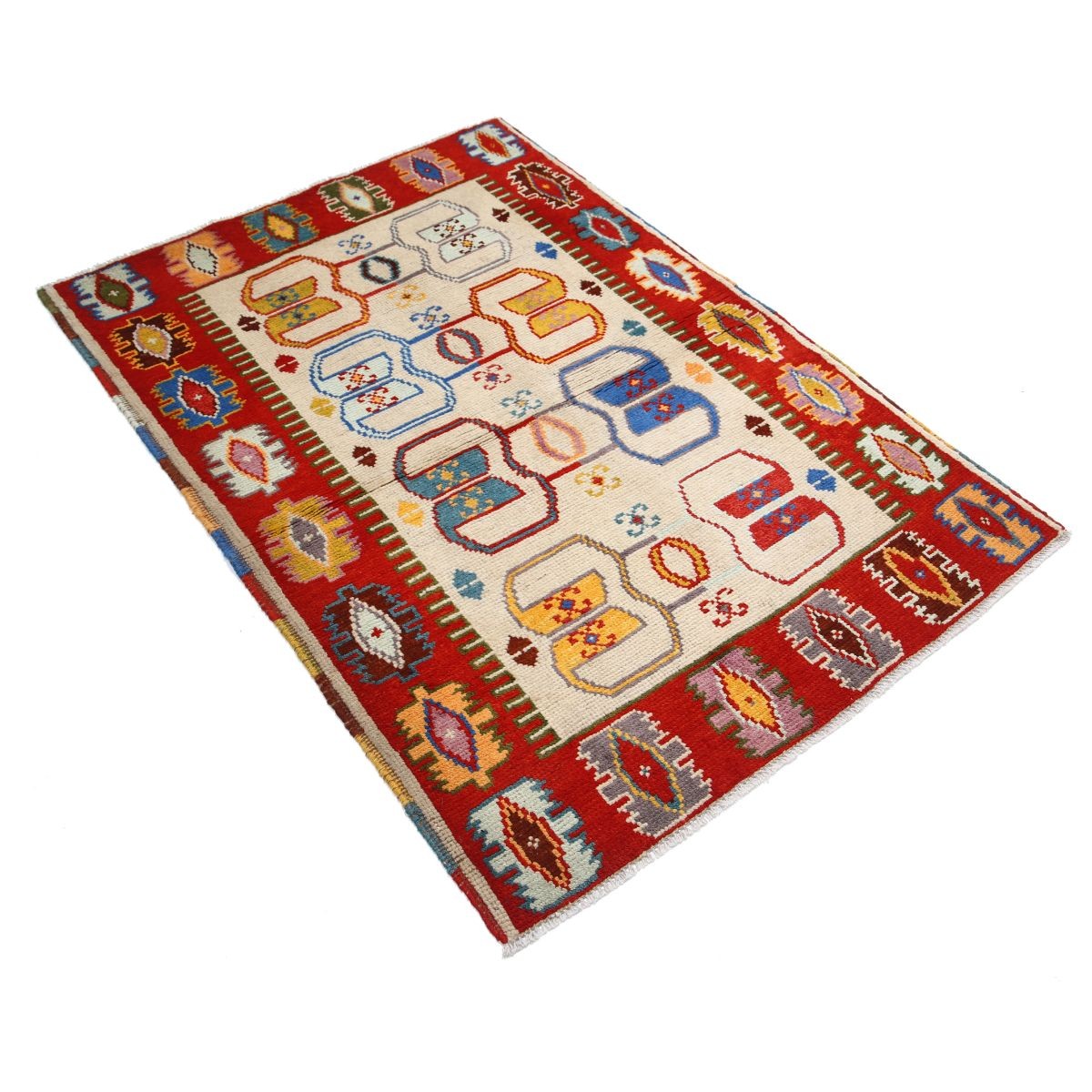 Revival 3x5 Handmade Double Knotted Washable Wool Rug - Colorful
