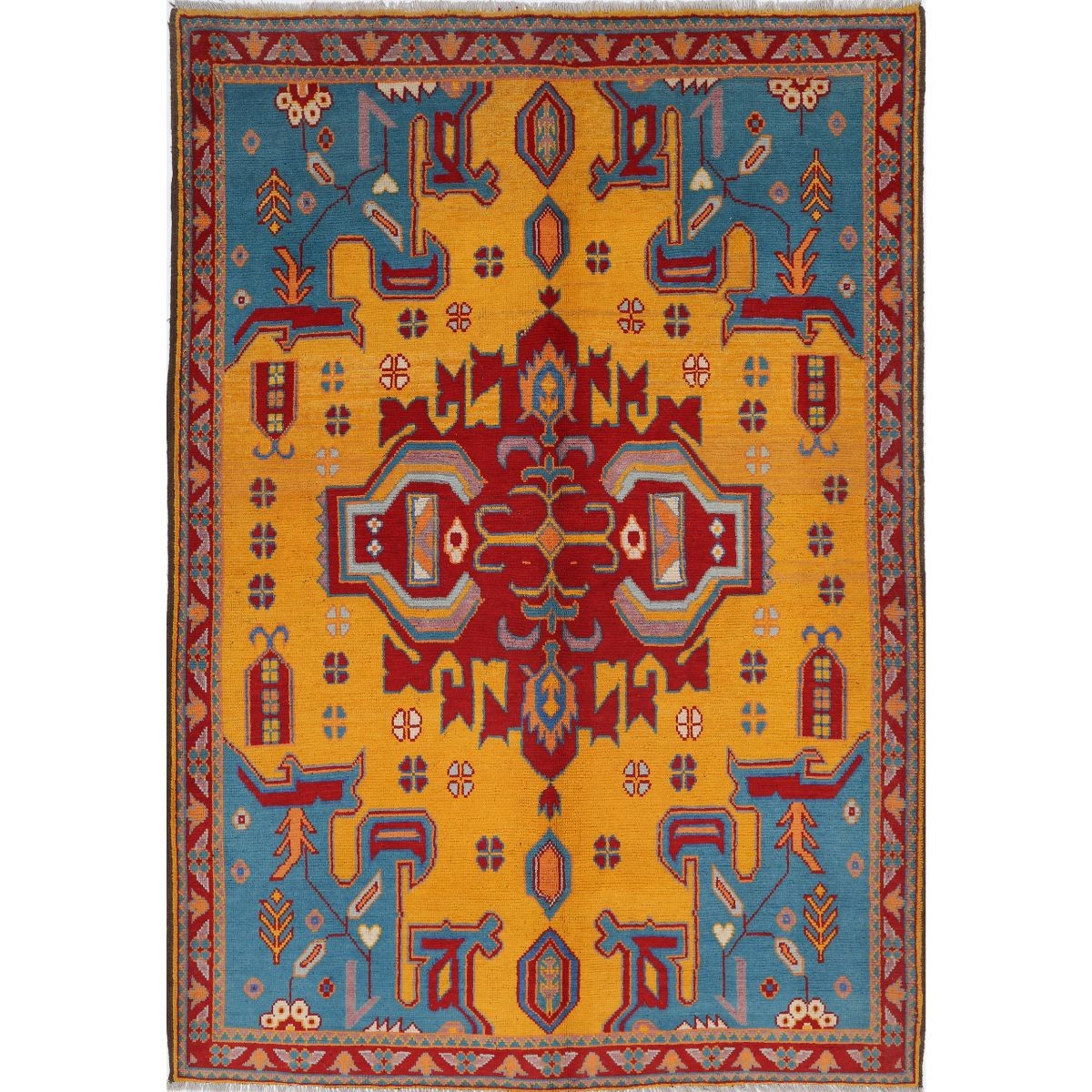 Revival 6x8 Handmade Double Knotted Washable Wool Rug - Colorful