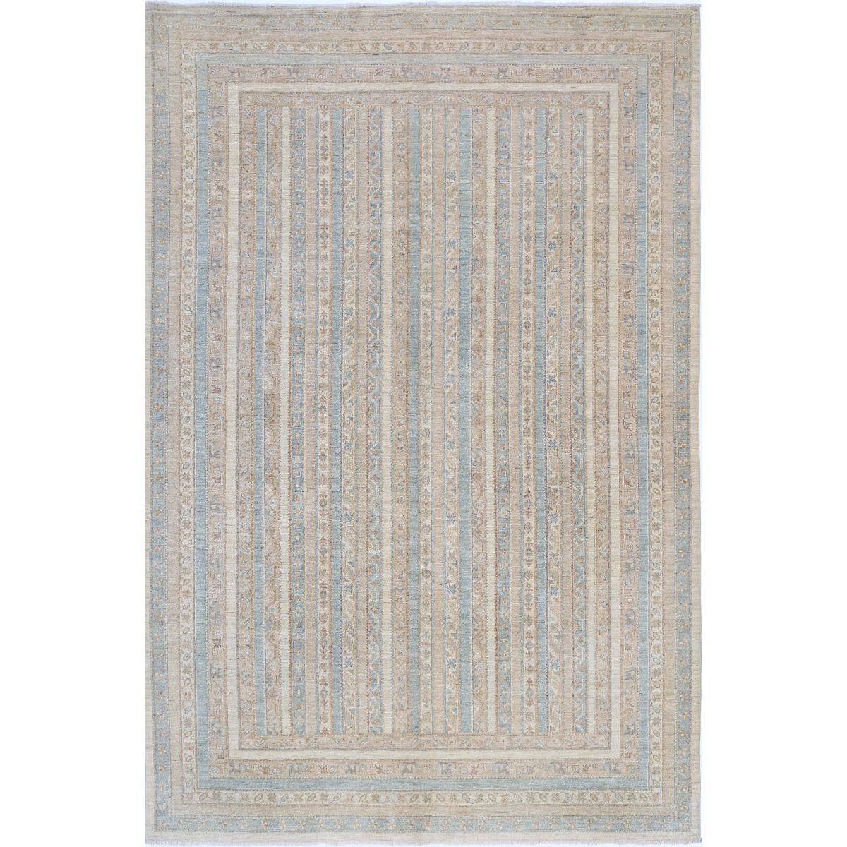 Shaal 7x10 Handmade Double Knotted Washable Wool Rug - Soft Hues