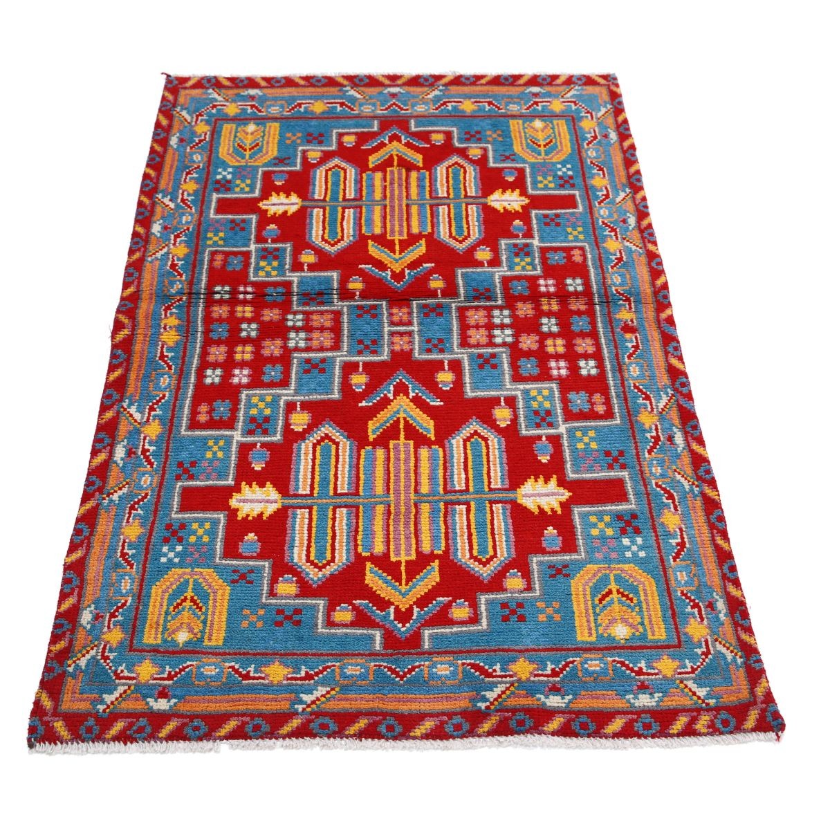 Revival 3x5 Handmade Double Knotted Washable Wool Rug - Colorful