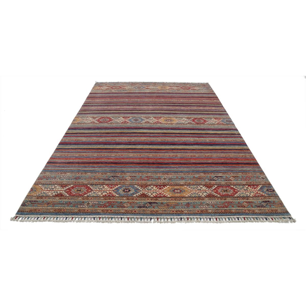 Khurjeen 7x10 Handmade Double Knotted Washable Wool Rug - Colorful
