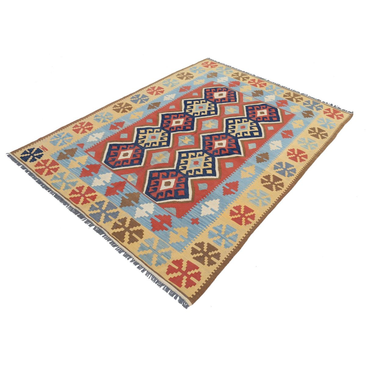 Kafkaas 5x7 Hand Woven Washable Wool Rug - Colorful