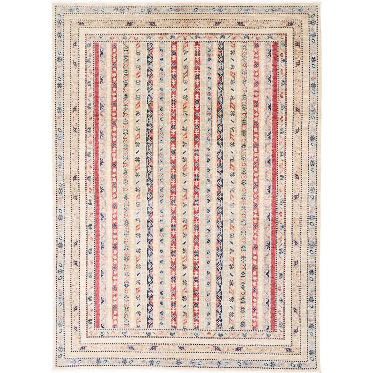 Shaal 7x10 Handmade Double Knotted Washable Wool Rug - Colorful