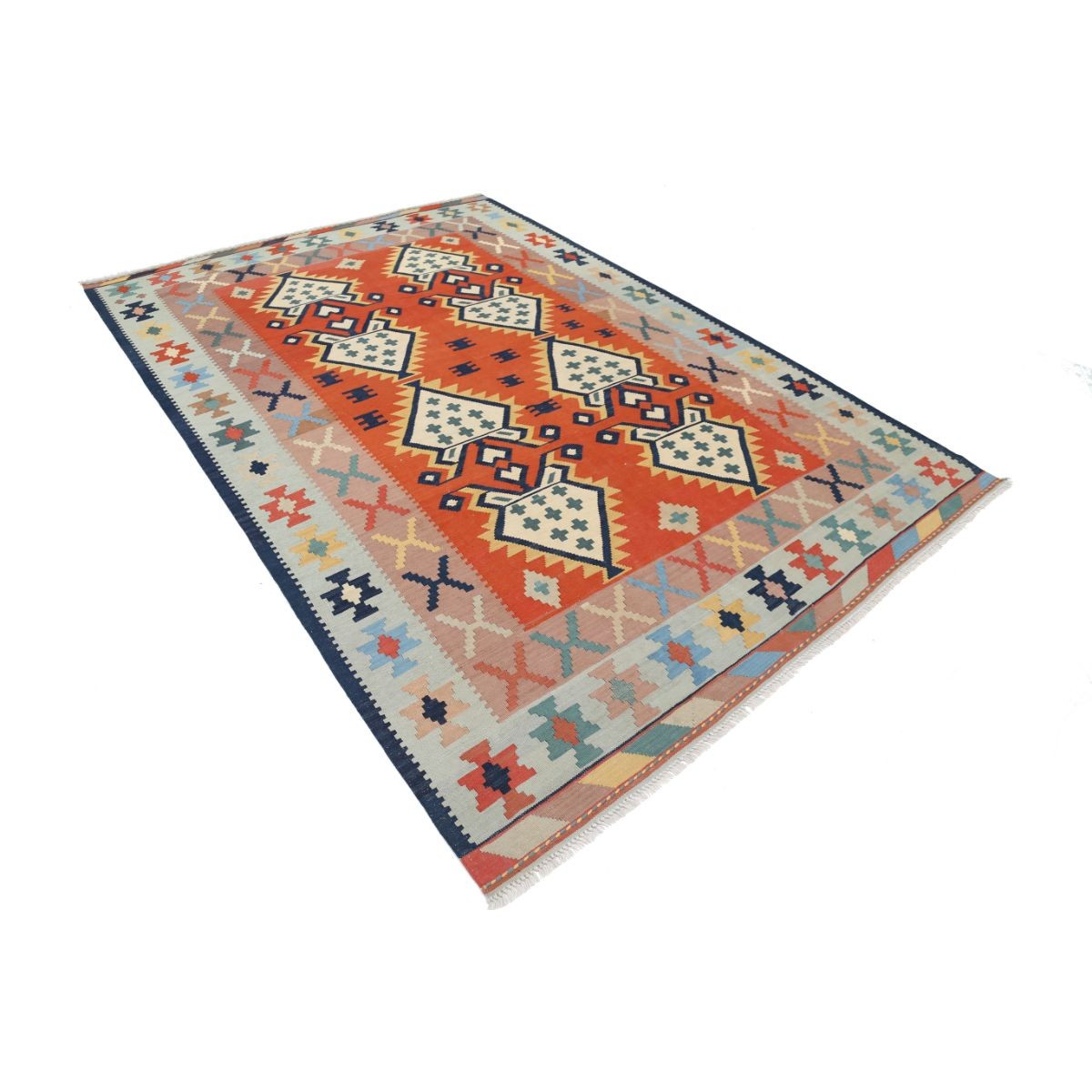 Kafkaas 7x10 Hand Woven Washable Wool Rug - Colorful