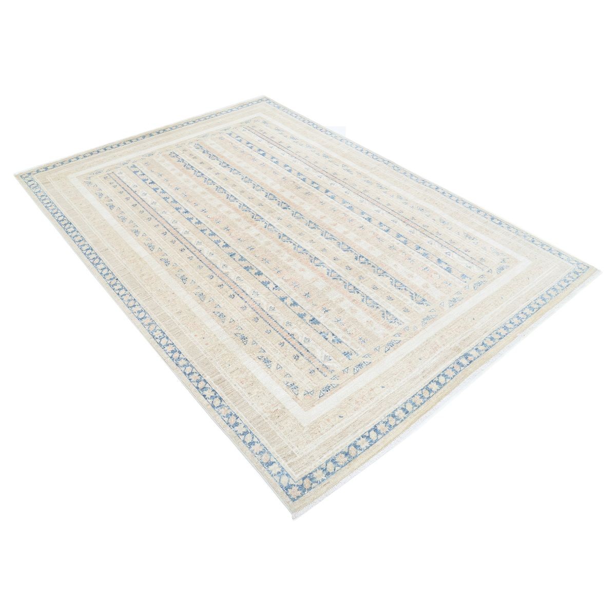 Shaal 5x8 Handmade Double Knotted Washable Wool Rug - Soft Hues