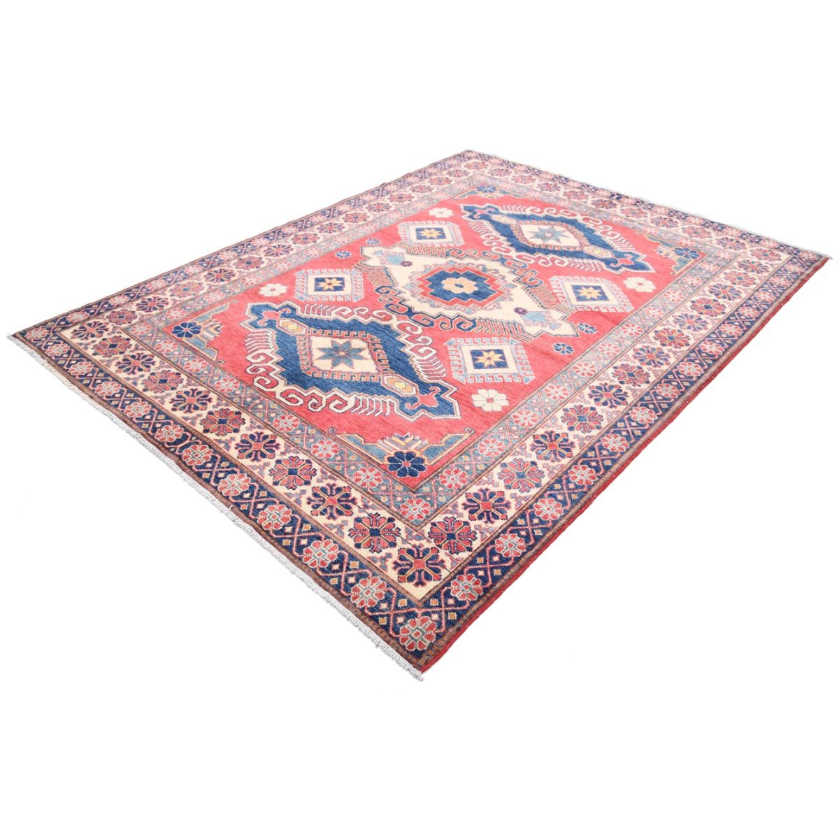 Kazak 7x9 Handmade Double Knotted Washable Wool Rug - Colorful