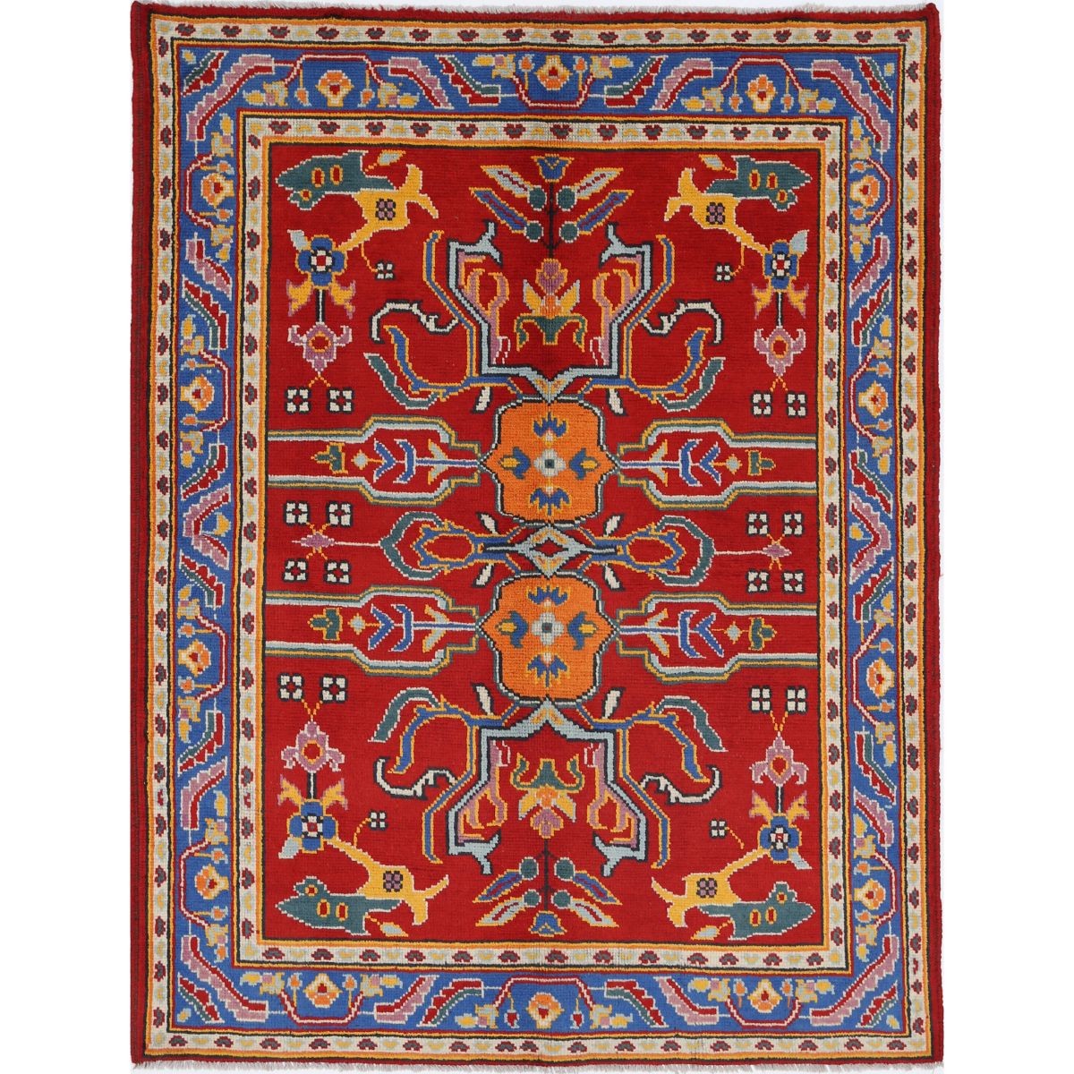 Revival 5x7 Handmade Double Knotted Washable Wool Rug - Colorful