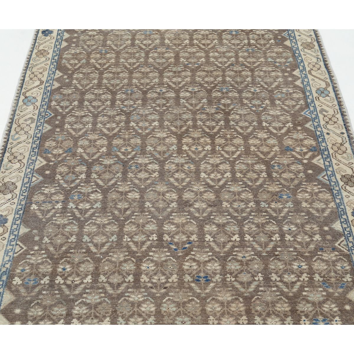Vintage 4x10 Handmade Double Knotted Washable Wool Runner - Soft Hues
