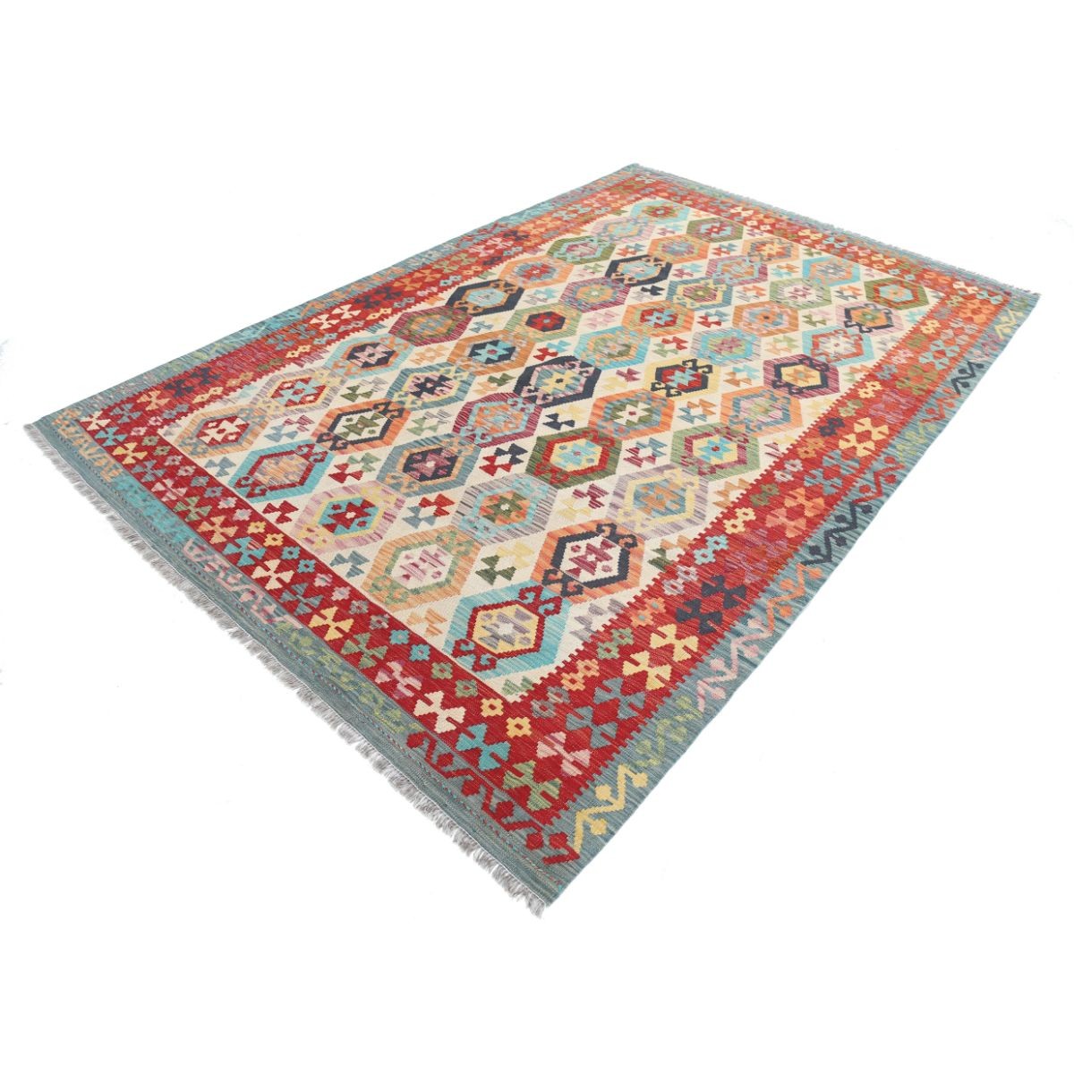 Maimana 7x10 Hand Woven Washable Wool Rug - Colorful