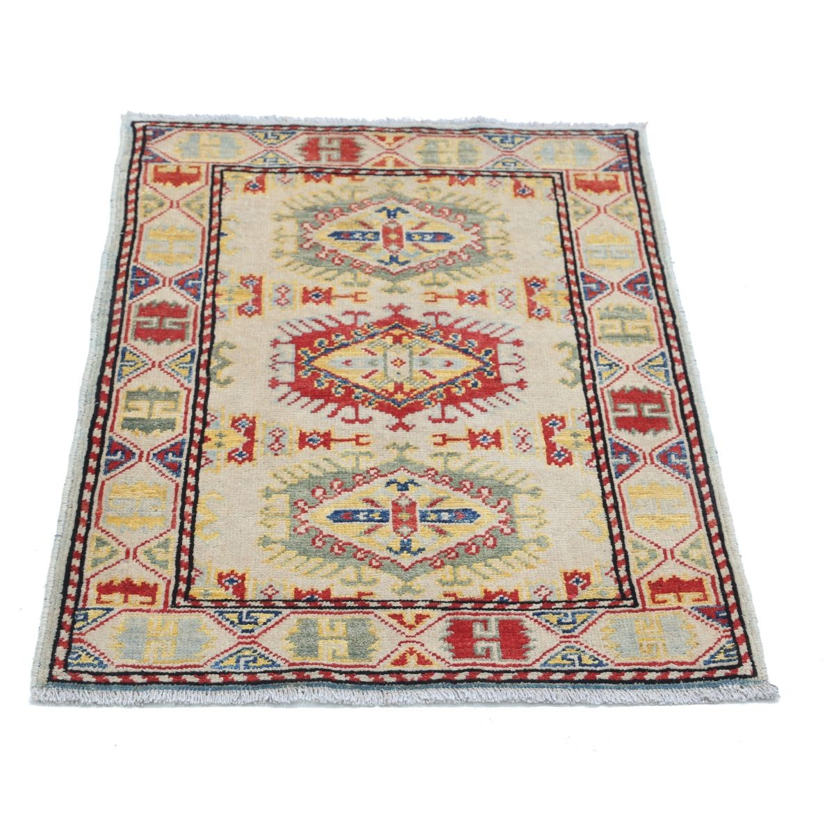 Revival 2x3 Handmade Double Knotted Washable Wool Rug - Colorful