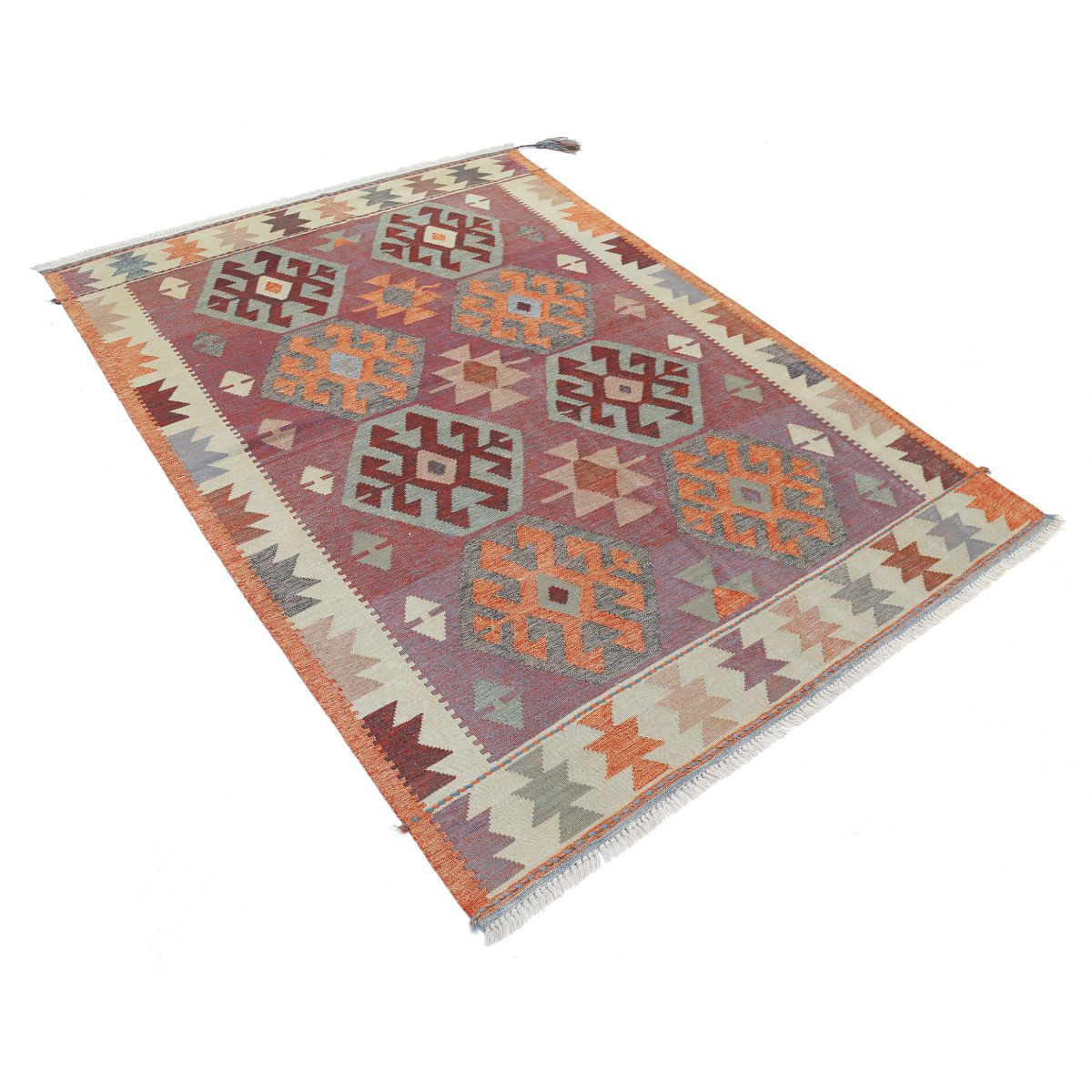 Kafkaas 5x7 Hand Woven Washable Wool Rug - Colorful