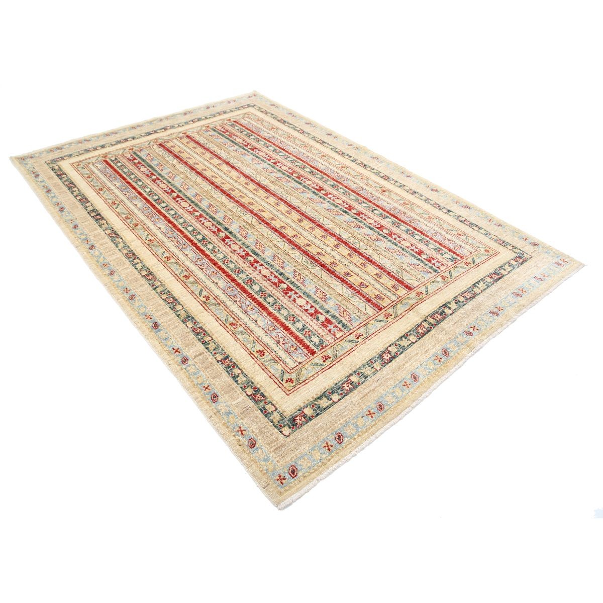 Shaal 6x8 Handmade Double Knotted Washable Wool Rug - Colorful