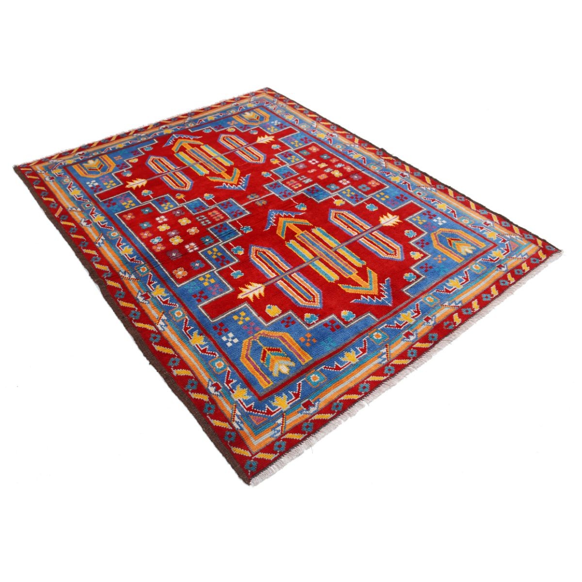 Revival 5x6 Handmade Double Knotted Washable Wool Rug - Colorful
