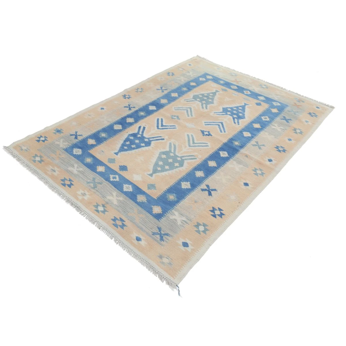 Kafkaas 5x7 Hand Woven Washable Wool Rug - Soft Hues