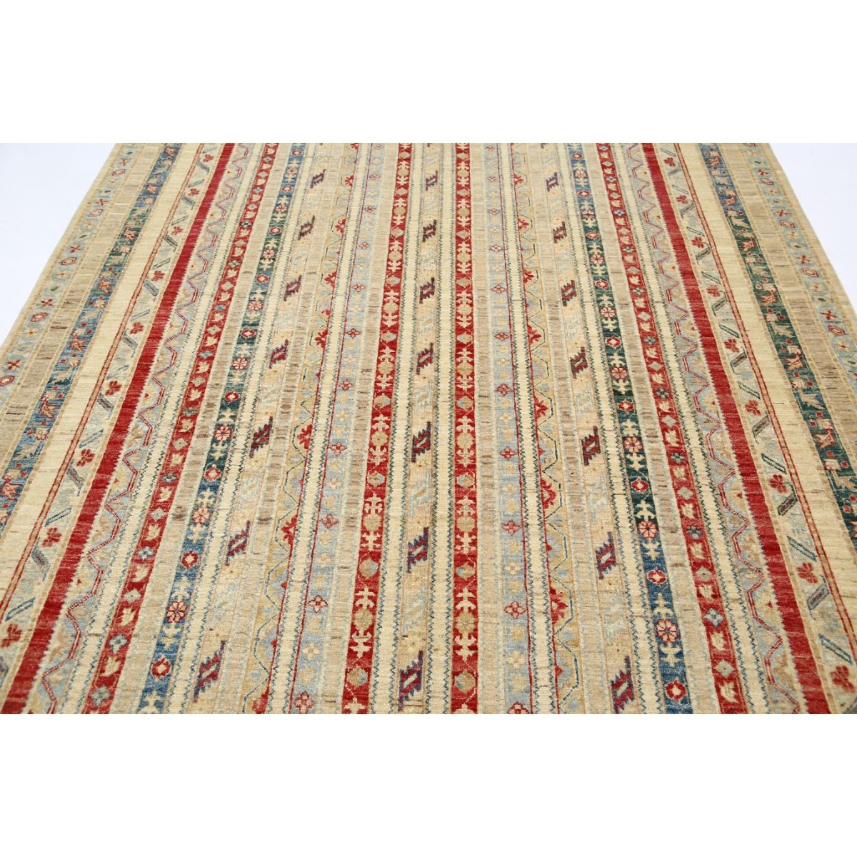 Shaal 7x10 Handmade Double Knotted Washable Wool Rug - Colorful