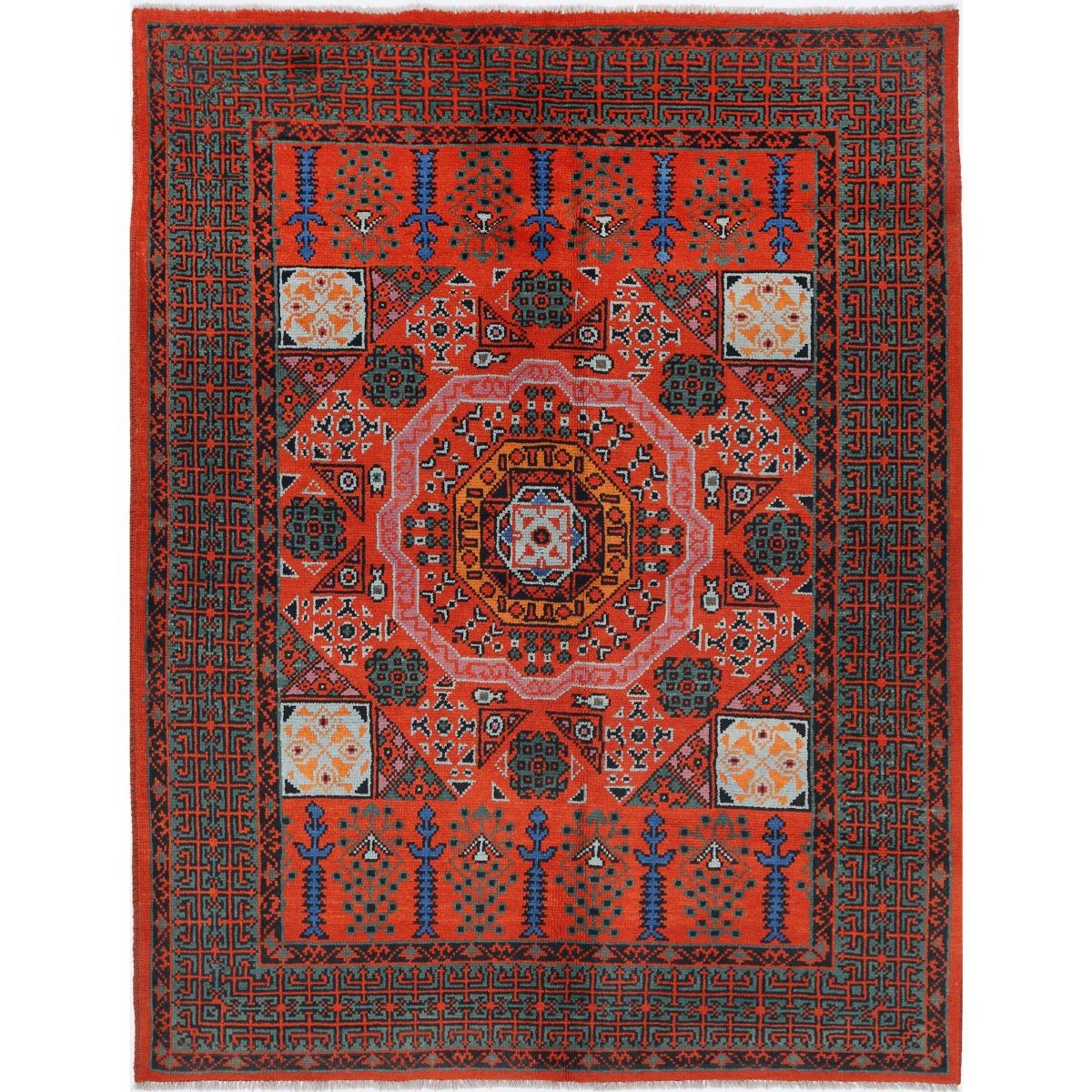 Revival 5x7 Handmade Double Knotted Washable Wool Rug - Colorful