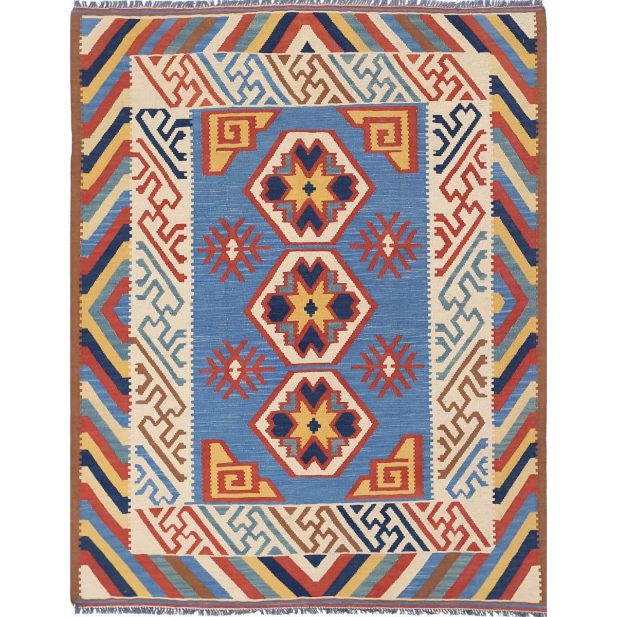 Kafkaas 5x7 Hand Woven Washable Wool Rug - Colorful
