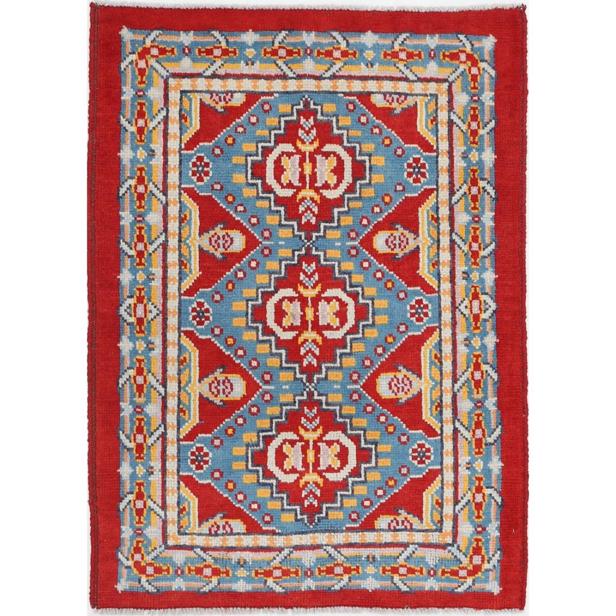 Revival 3x4 Handmade Double Knotted Washable Wool Rug - Colorful