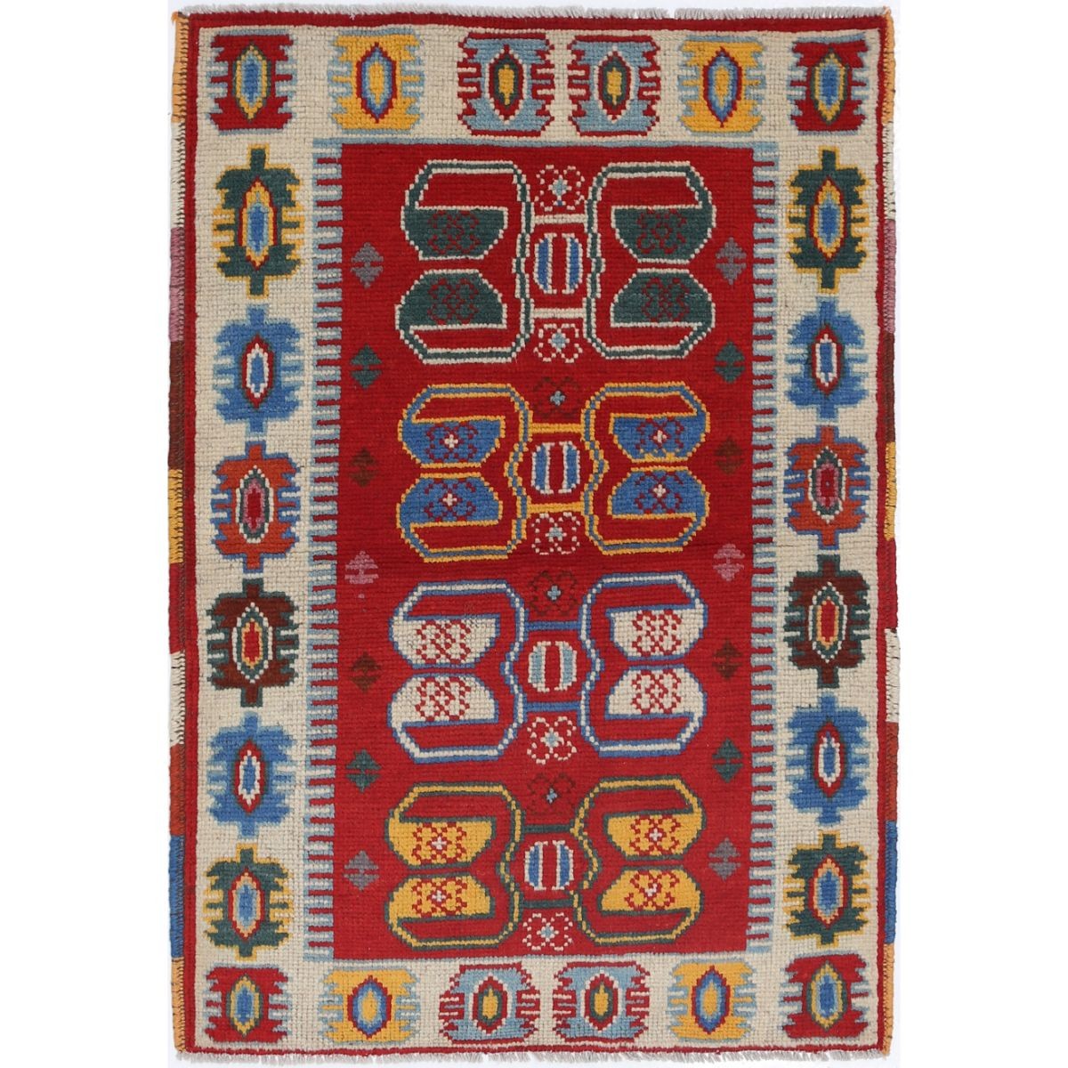 Revival 3x4 Handmade Double Knotted Washable Wool Rug - Colorful