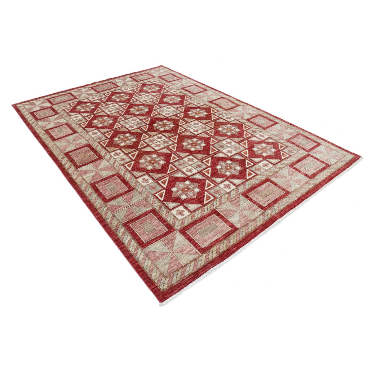 Modcar 7x9 Handmade Double Knotted Washable Wool Rug - Colorful
