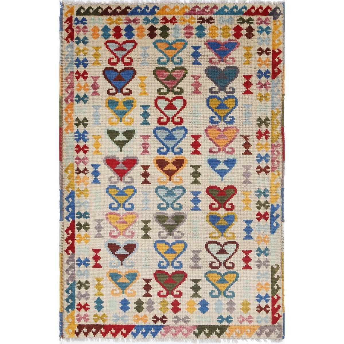 Revival 3x4 Handmade Double Knotted Washable Wool Rug - Colorful