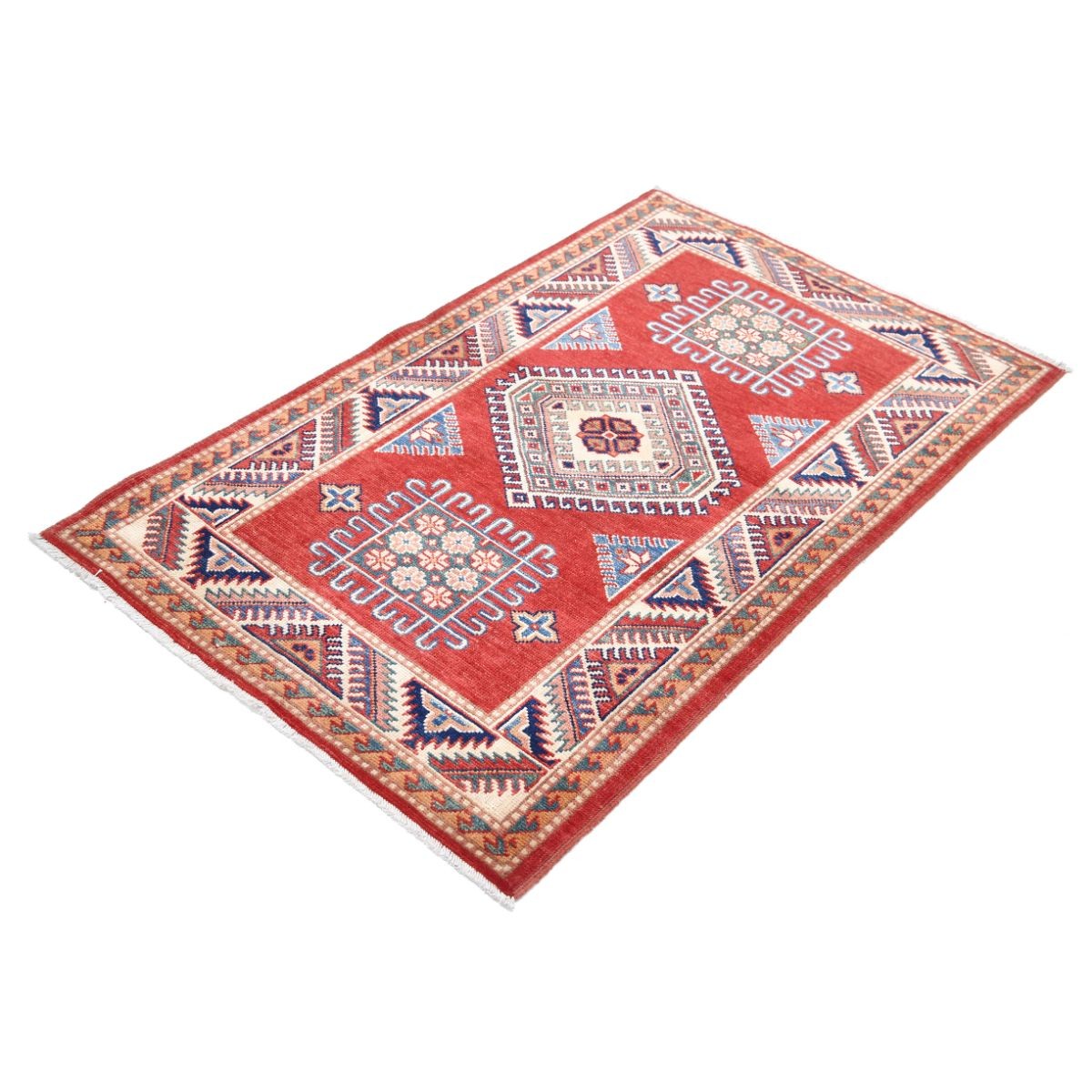 Kazak 3x5 Handmade Double Knotted Washable Wool Rug - Colorful