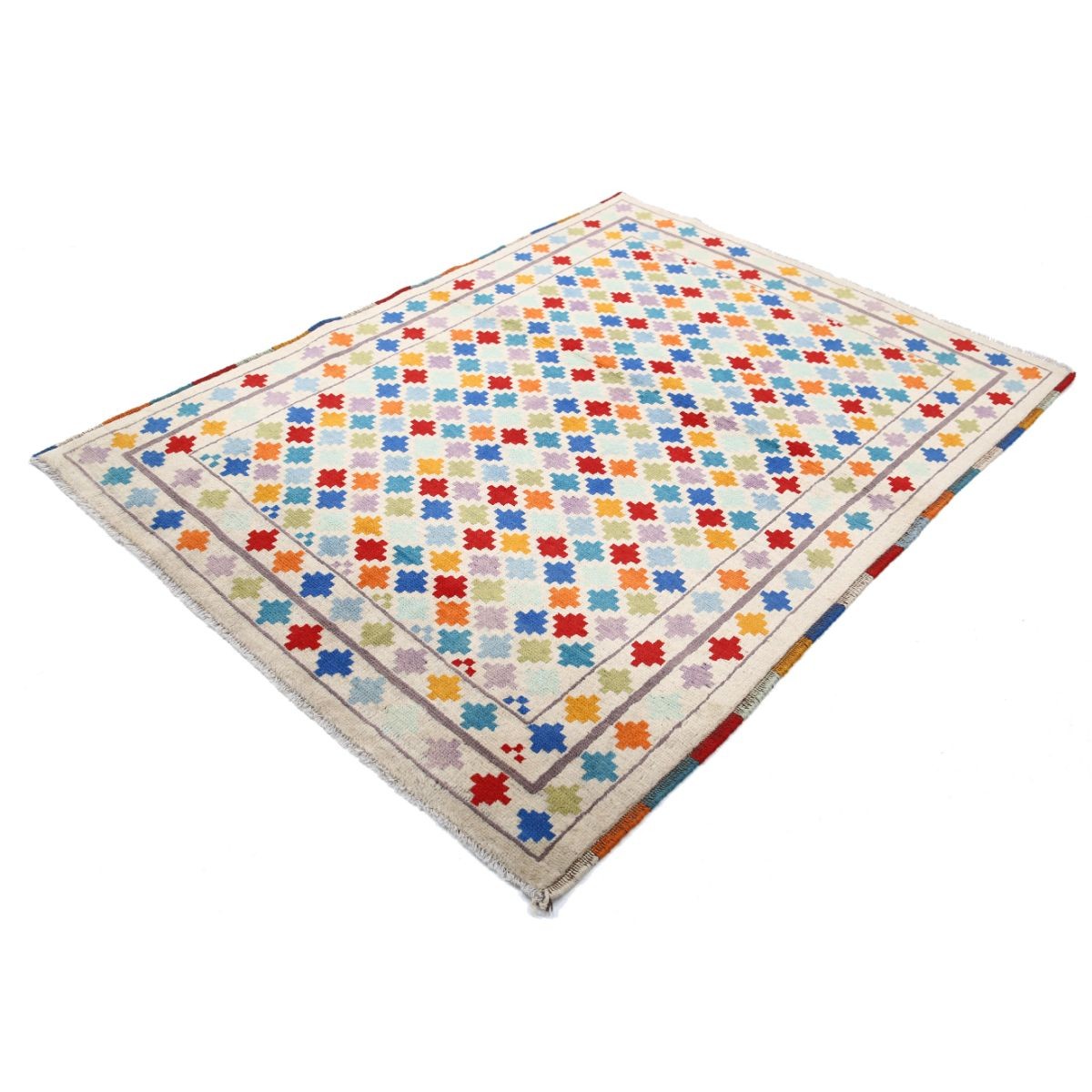 Revival 5x7 Handmade Double Knotted Washable Wool Rug - Colorful