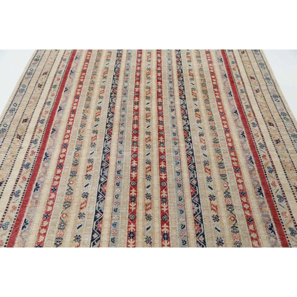 Shaal 7x10 Handmade Double Knotted Washable Wool Rug - Colorful