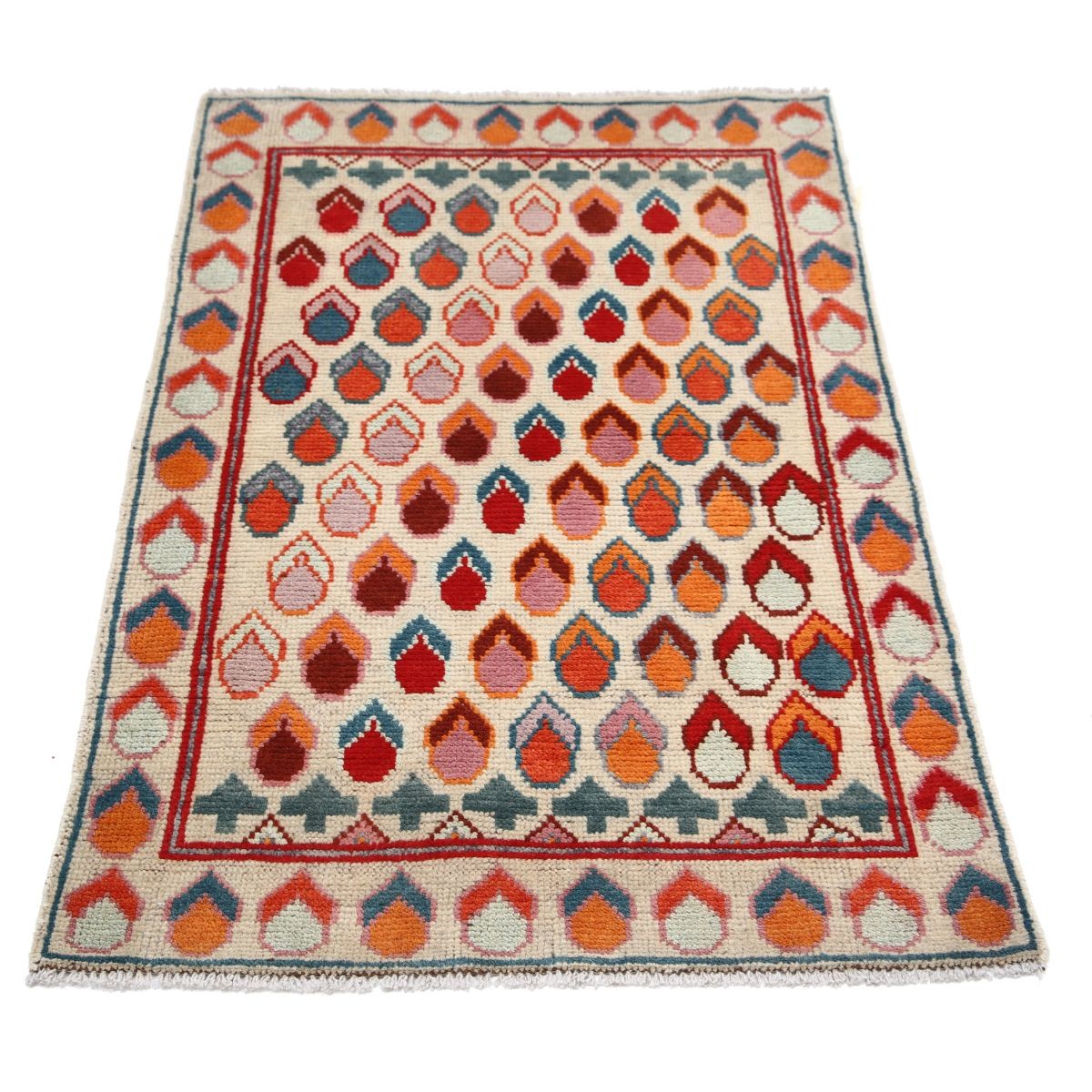 Revival 3x4 Handmade Double Knotted Washable Wool Rug - Colorful