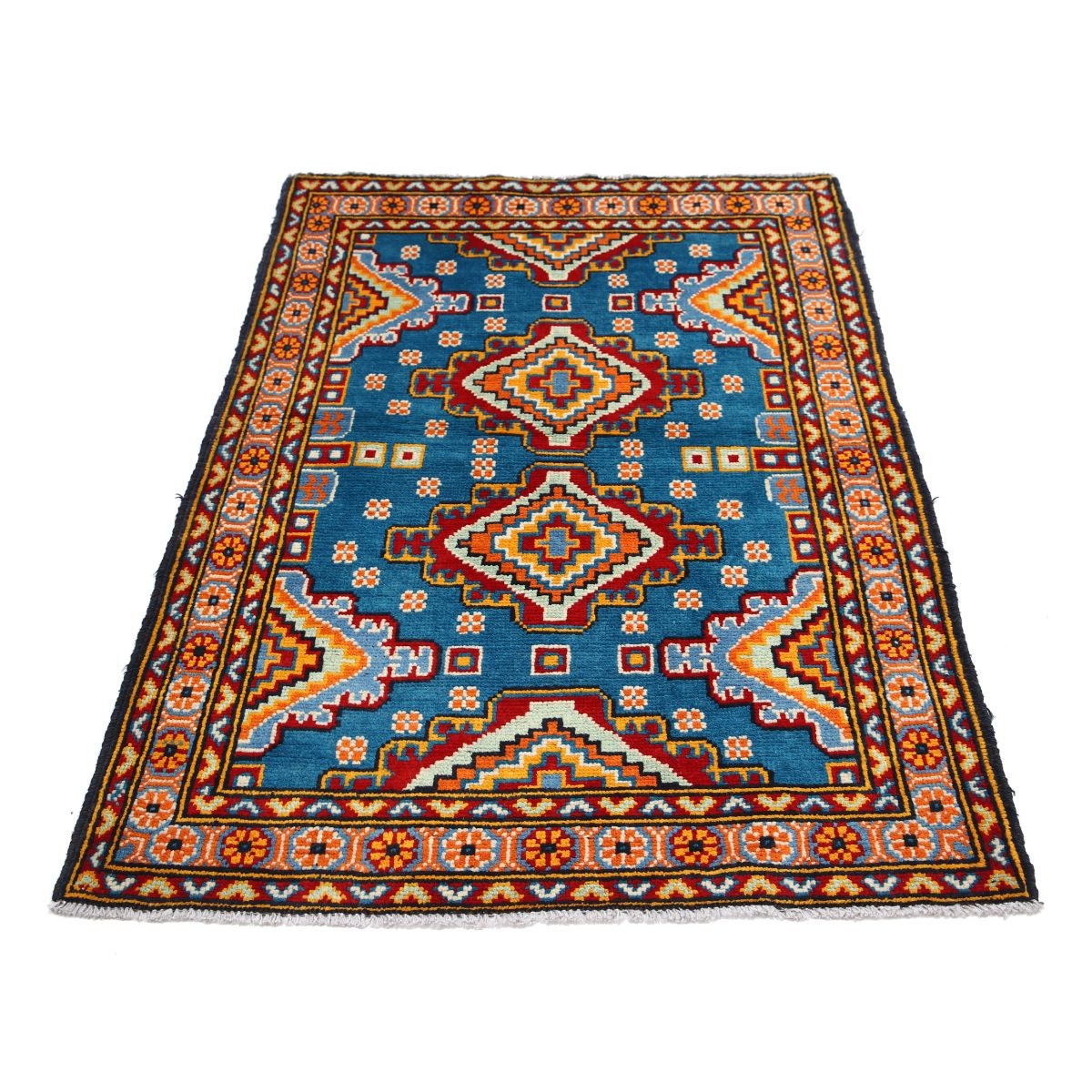 Revival 4x5 Handmade Double Knotted Washable Wool Rug - Colorful