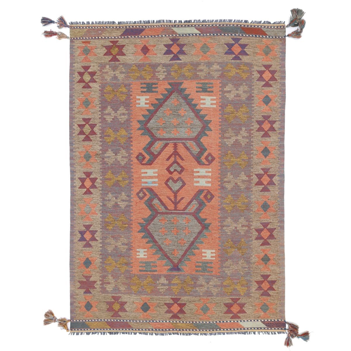 Kafkaas 5x7 Hand Woven Washable Wool Rug - Colorful