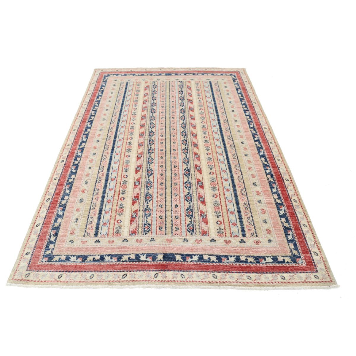 Shaal 6x8 Handmade Double Knotted Washable Wool Rug - Colorful