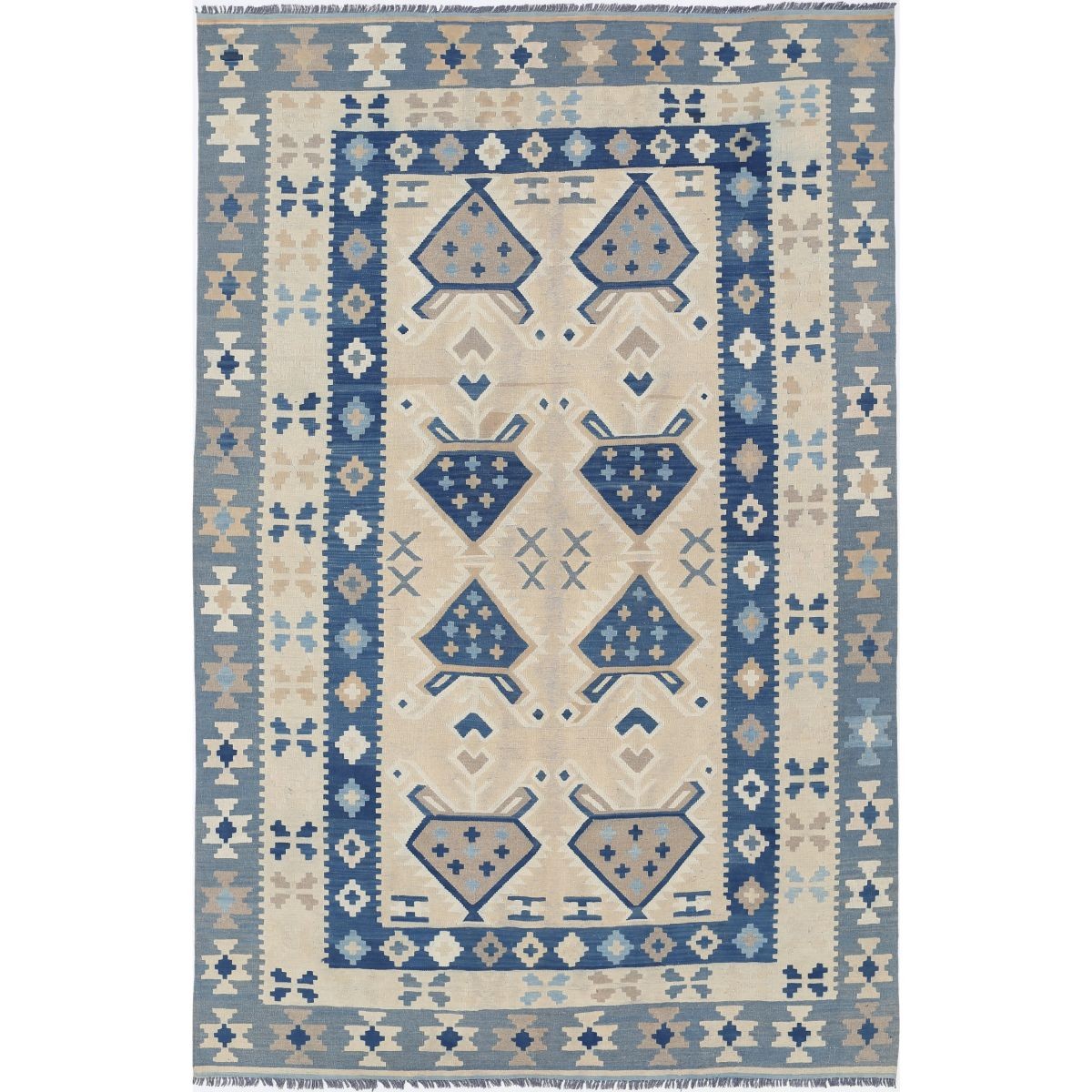 Kafkaas 6x10 Hand Woven Washable Wool Rug - Soft Hues