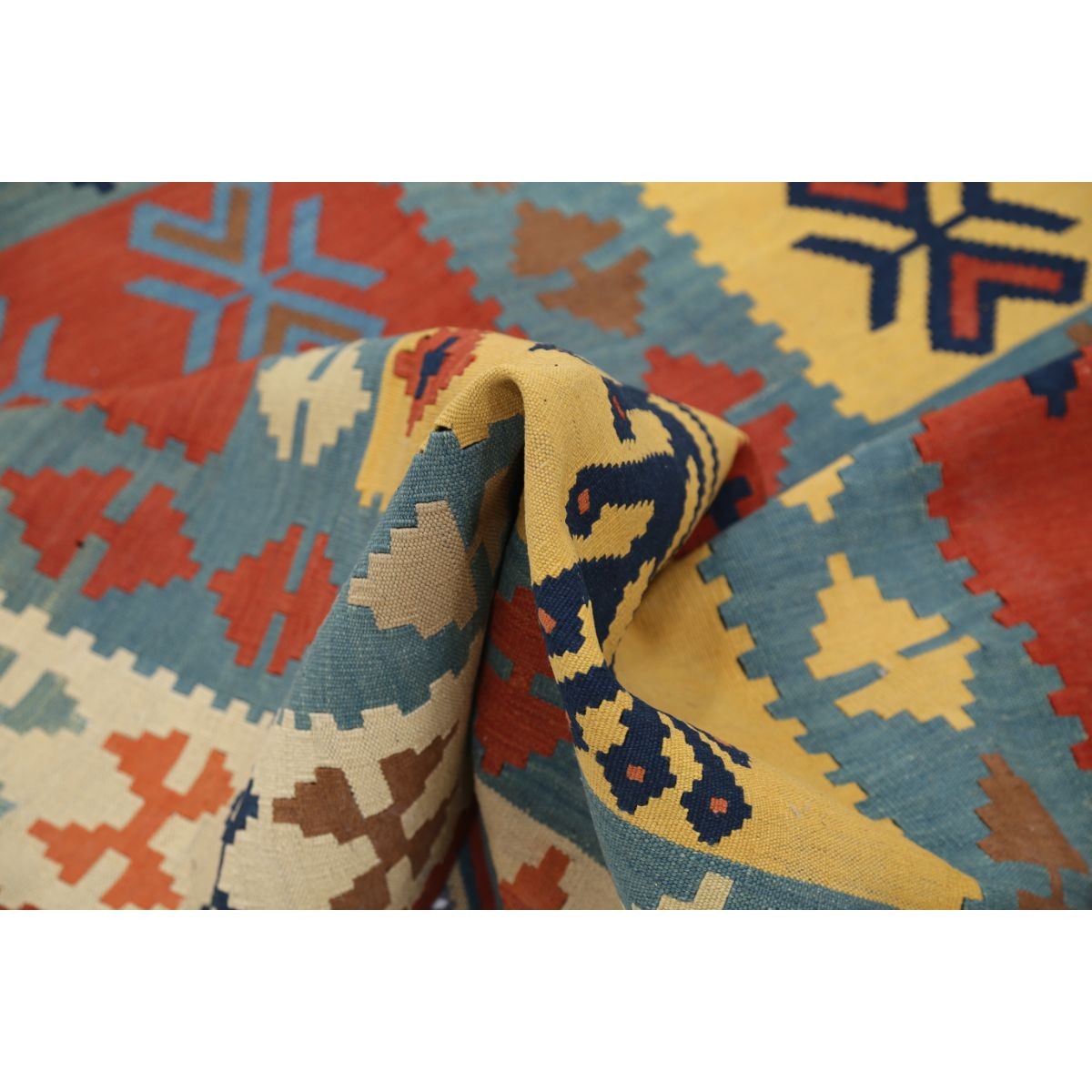 Kafkaas 6x8 Hand Woven Washable Wool Rug - Colorful