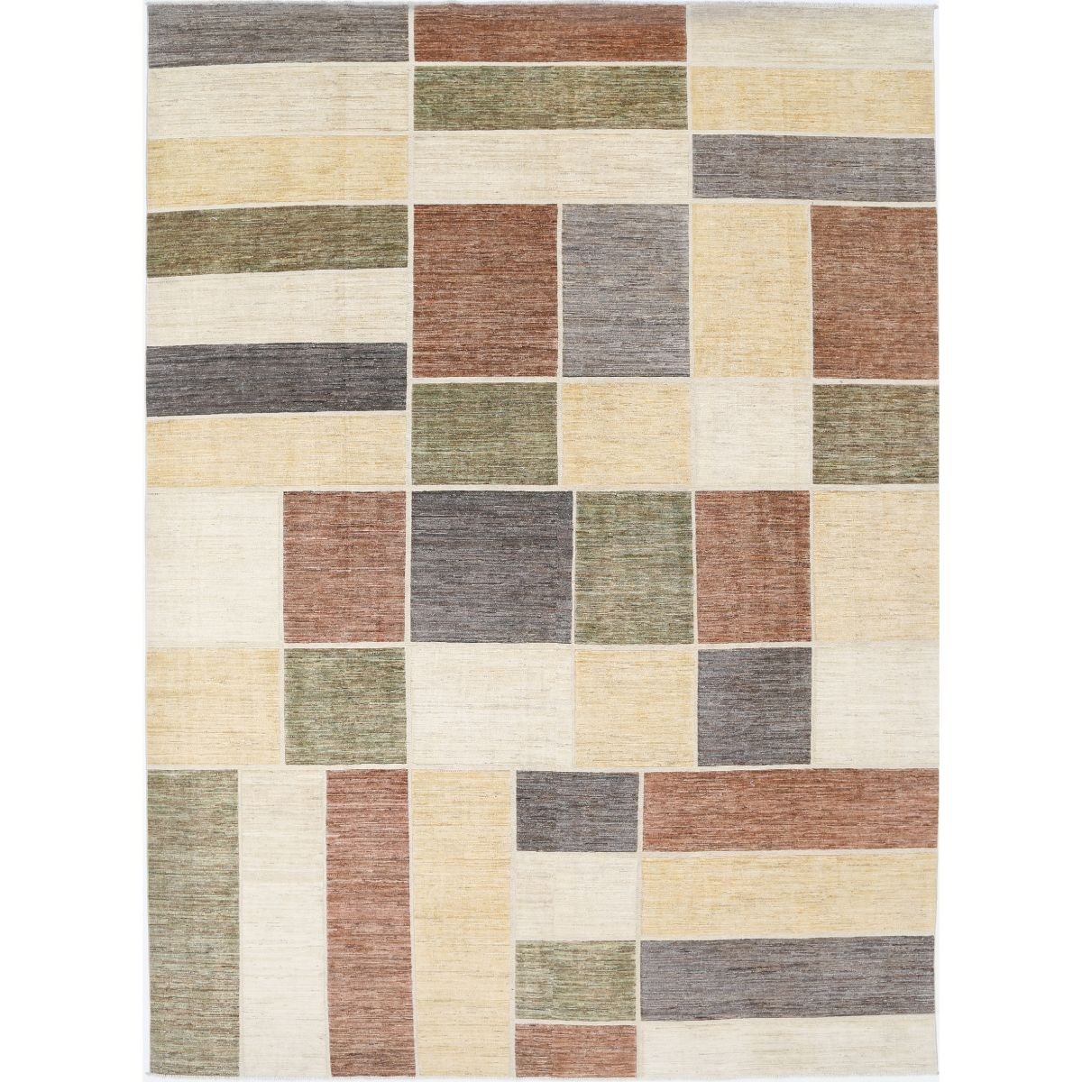 Modcar 9x13 Handmade Double Knotted Washable Wool Rug - Colorful