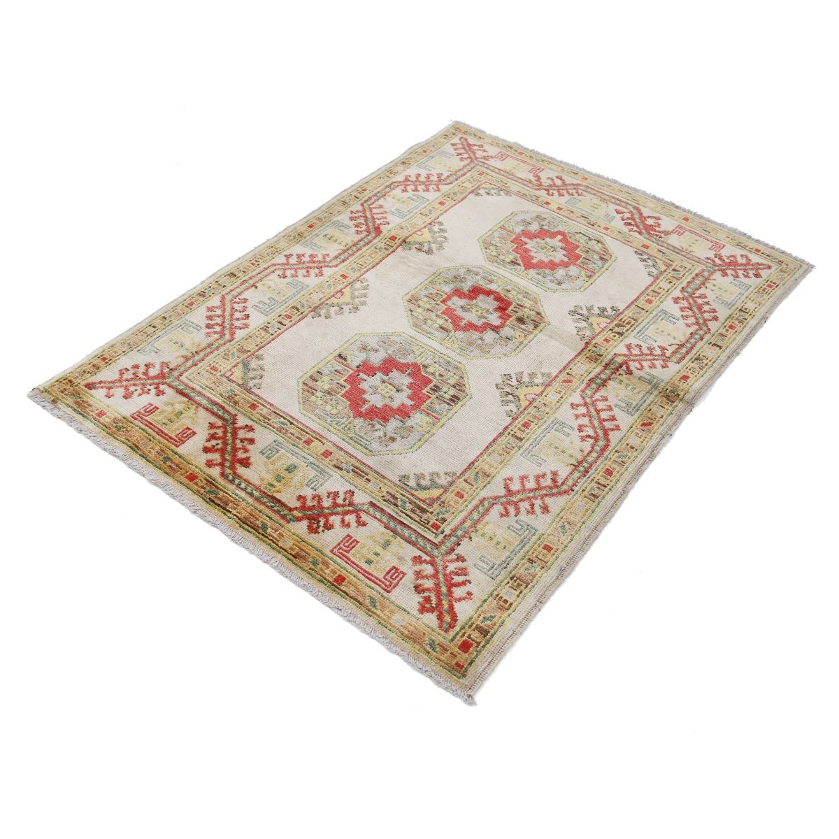 Revival 4x5 Handmade Double Knotted Washable Wool Rug - Colorful