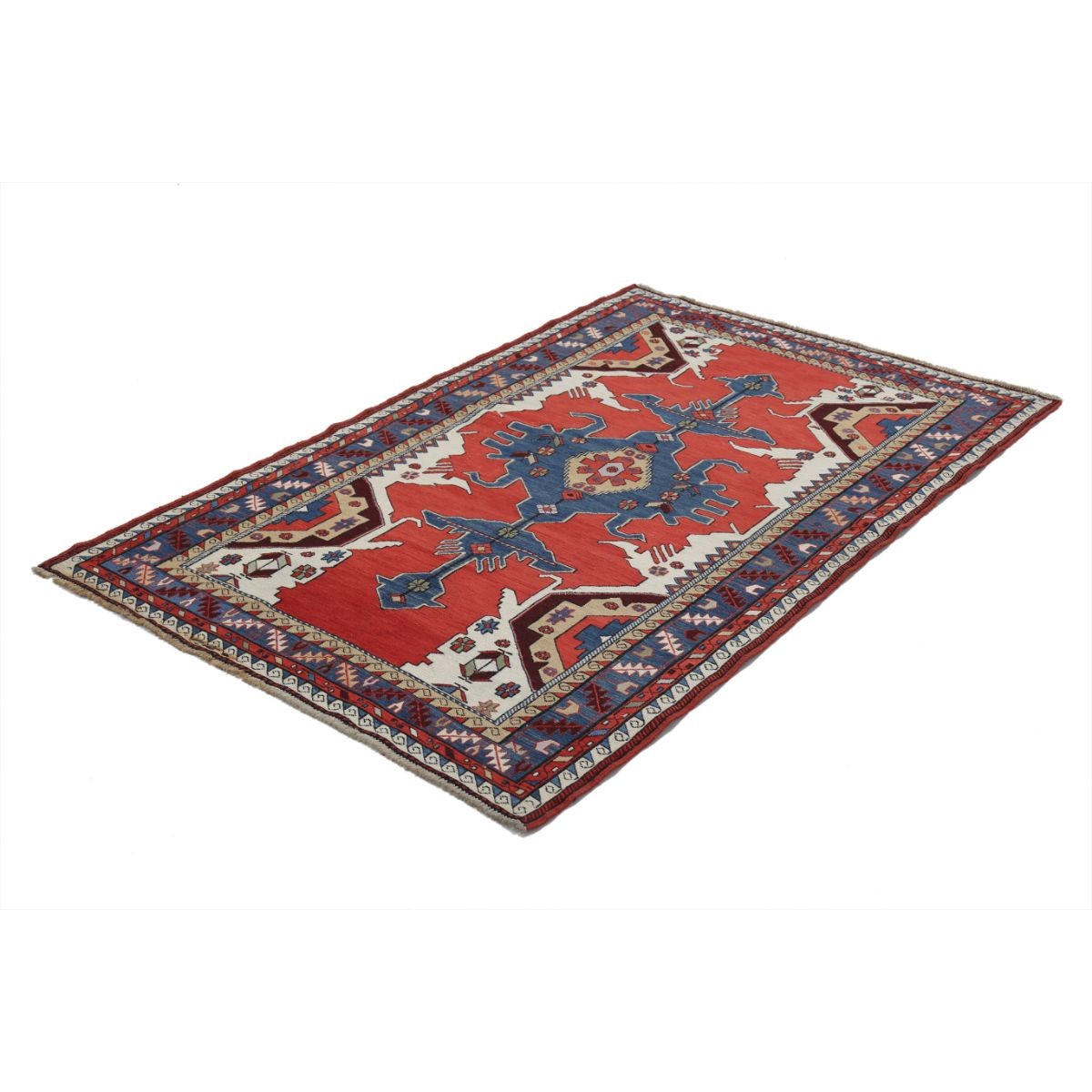 Sumak 4x7 Hand Woven Washable Wool Rug - Colorful