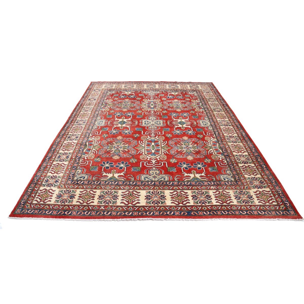 Kazak 8x10 Handmade Double Knotted Washable Wool Rug - Colorful