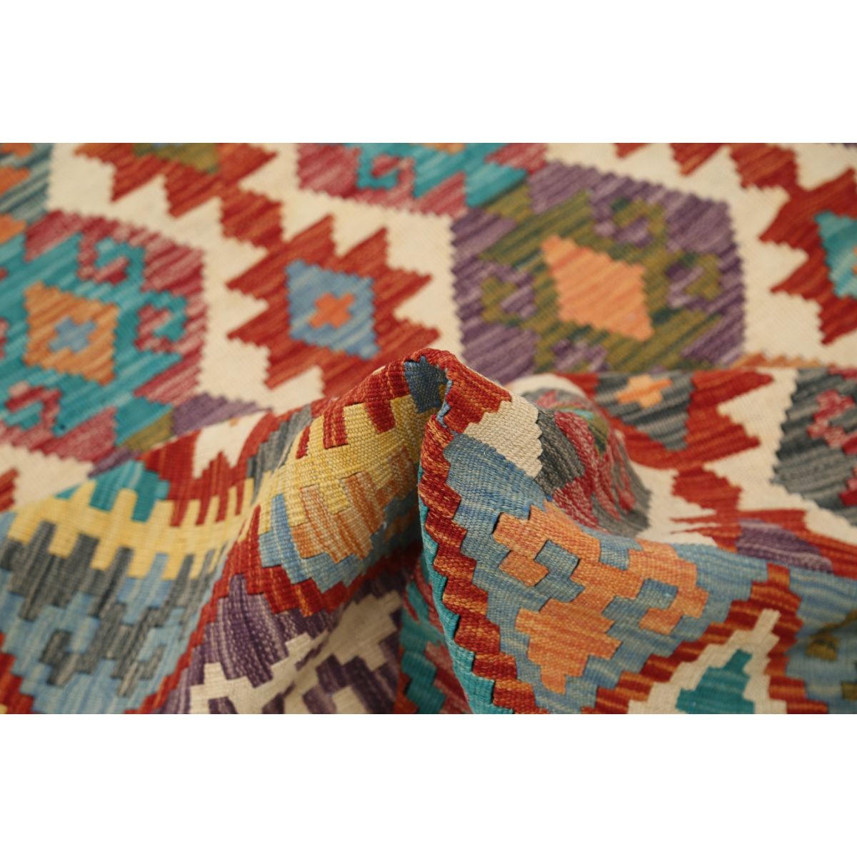 Maimana 7x10 Hand Woven Washable Wool Rug - Colorful