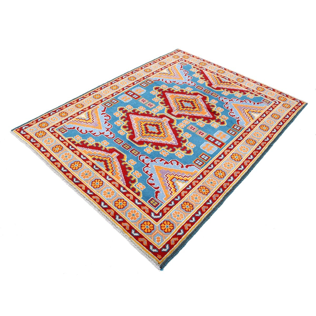 Revival 5x7 Handmade Double Knotted Washable Wool Rug - Colorful